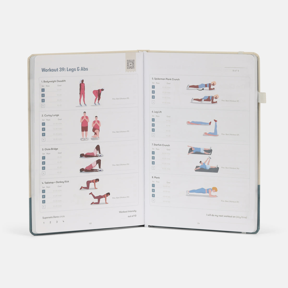 A workout page from the Bodyweight Transformation Journal