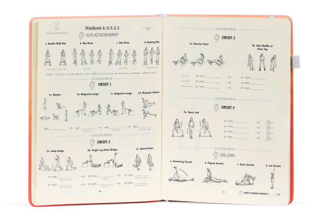 A workout page from the Badass Body Goals journal